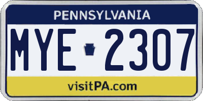 PA license plate MYE2307