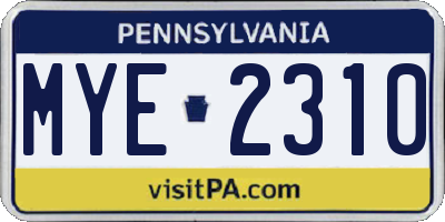 PA license plate MYE2310