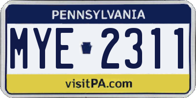 PA license plate MYE2311