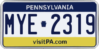 PA license plate MYE2319