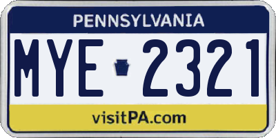 PA license plate MYE2321