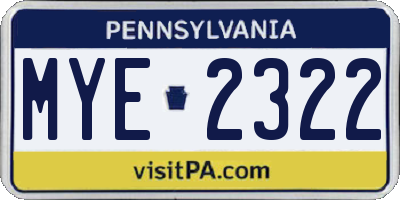 PA license plate MYE2322