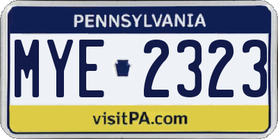 PA license plate MYE2323