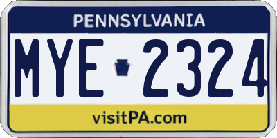 PA license plate MYE2324