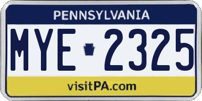 PA license plate MYE2325