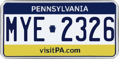 PA license plate MYE2326