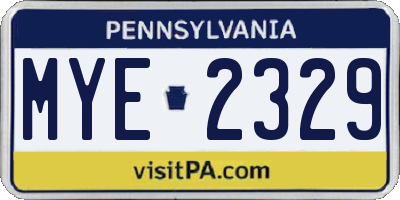 PA license plate MYE2329
