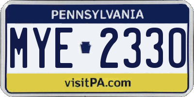 PA license plate MYE2330