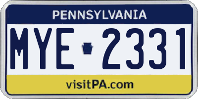 PA license plate MYE2331