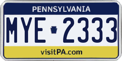 PA license plate MYE2333