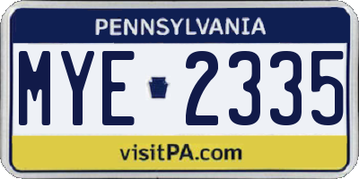 PA license plate MYE2335