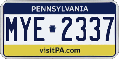 PA license plate MYE2337