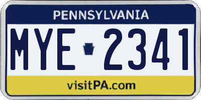 PA license plate MYE2341