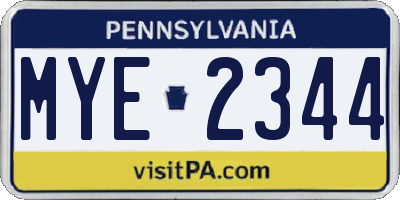 PA license plate MYE2344