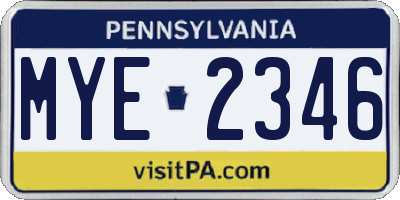 PA license plate MYE2346