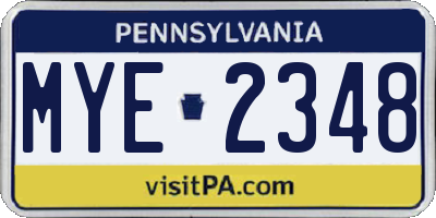 PA license plate MYE2348