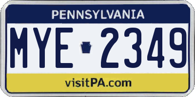PA license plate MYE2349