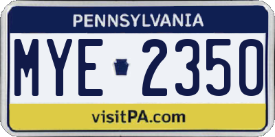 PA license plate MYE2350