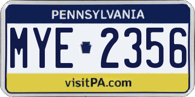 PA license plate MYE2356