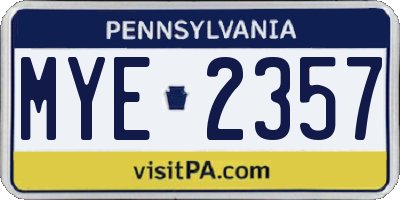PA license plate MYE2357
