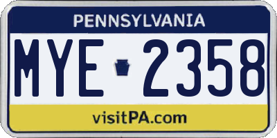 PA license plate MYE2358