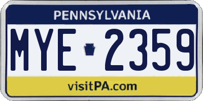 PA license plate MYE2359