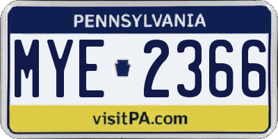 PA license plate MYE2366