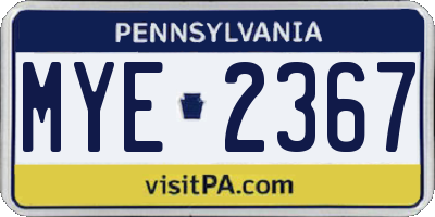 PA license plate MYE2367