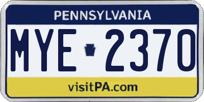 PA license plate MYE2370