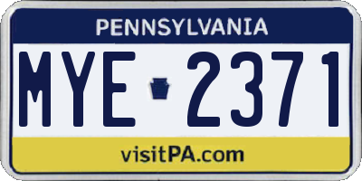 PA license plate MYE2371