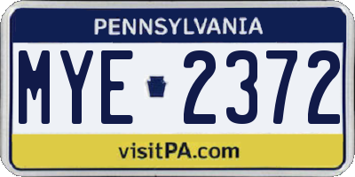 PA license plate MYE2372
