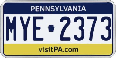 PA license plate MYE2373