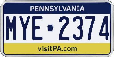 PA license plate MYE2374