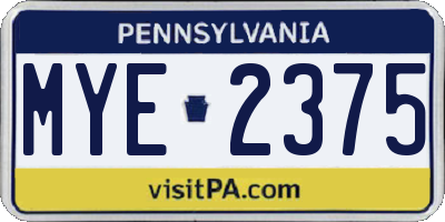PA license plate MYE2375