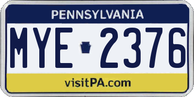 PA license plate MYE2376
