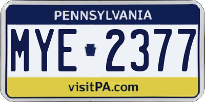 PA license plate MYE2377