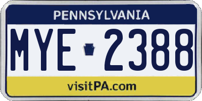 PA license plate MYE2388