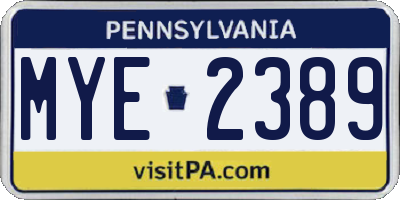 PA license plate MYE2389