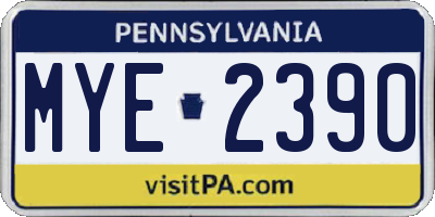 PA license plate MYE2390