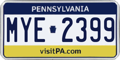 PA license plate MYE2399