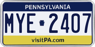 PA license plate MYE2407