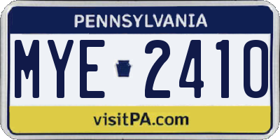 PA license plate MYE2410