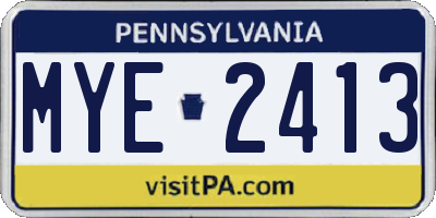 PA license plate MYE2413