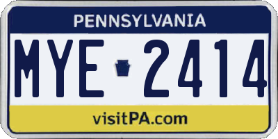 PA license plate MYE2414