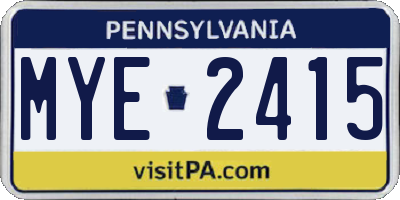 PA license plate MYE2415