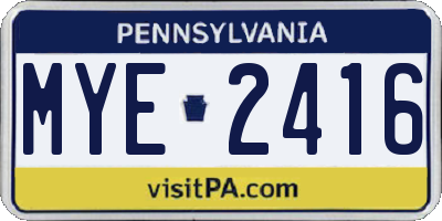 PA license plate MYE2416