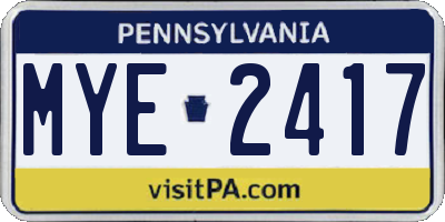 PA license plate MYE2417