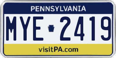 PA license plate MYE2419