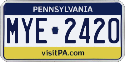 PA license plate MYE2420