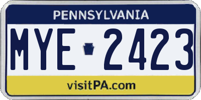 PA license plate MYE2423